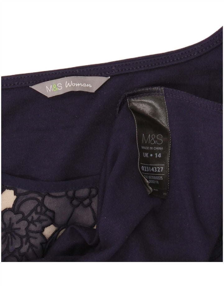 MARKS & SPENCER Vestido acampanado para mujer UK 44 Medio Azul marino Floral