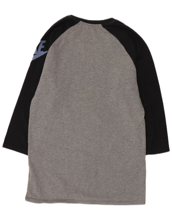 Nike - Camiseta gráfica de manga 3/4 para hombre, algodón gris color block pequeño