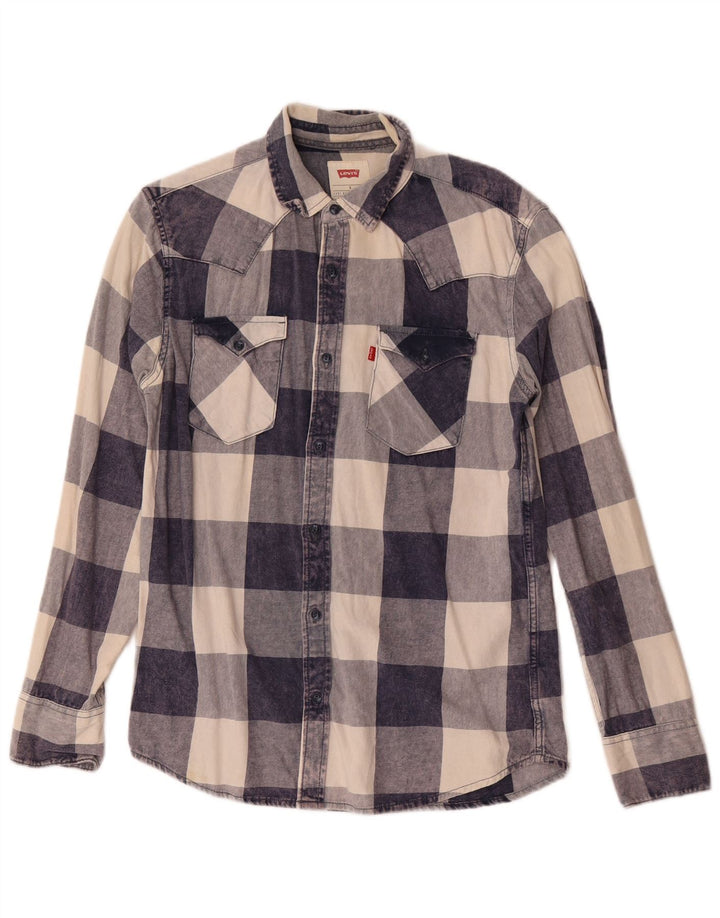 Levi's Hombre Camisa De Franela Pequeña De Algodón A Cuadros Azul Marino