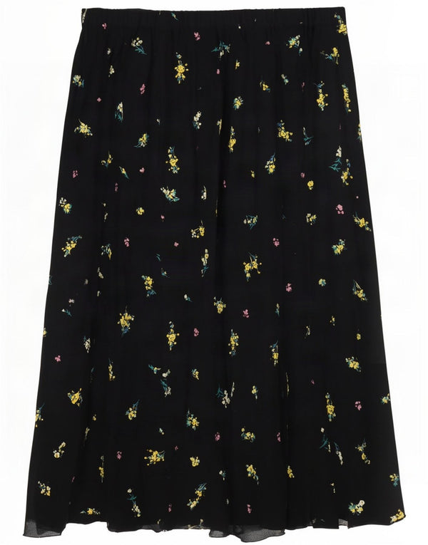 Marks & Spencer Falda acampanada para mujer UK 44 Large W32 Viscosa floral negra