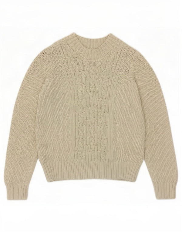 Marks & Spencer Suéter tipo jersey con cuello barco para mujer UK 10 Small Off White