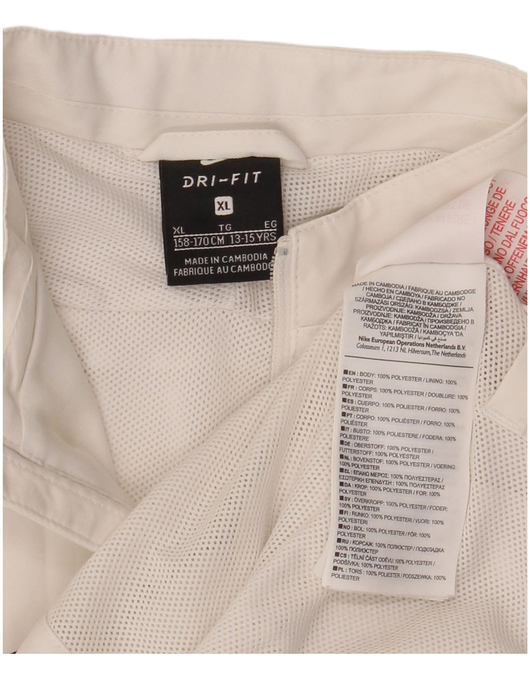 Nike Chaqueta impermeable Dri Fit para niños 13-14 años XL Blanco Colorblock Poliéster