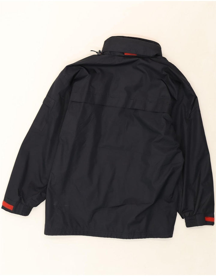 CROWN Mens Hooded Rain Jacket UK 38 Medium Black Polyamide Vintage Crown and Second-Hand Crown from Messina Hembry 