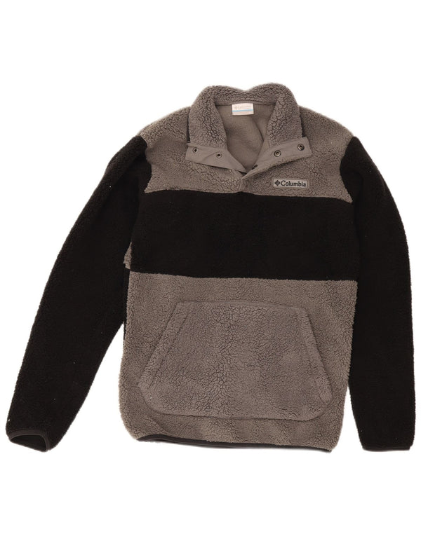 Columbia Jersey de forro polar con cuello con botones para hombre XS Poliéster color block gris