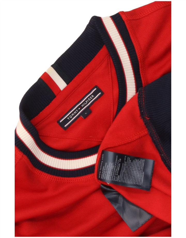 Tommy Hilfiger Hombre Sudadera Jumper Large Rojo Colorblock Poliéster