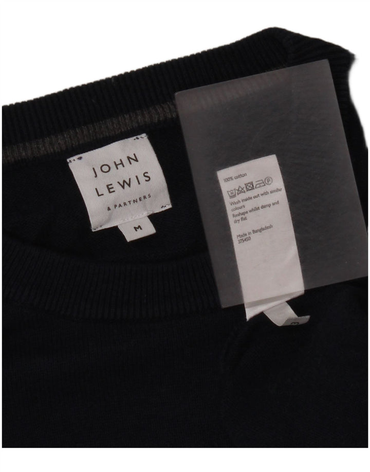John Lewis - Jersey de cuello redondo para hombre, color azul marino mediano, algodón