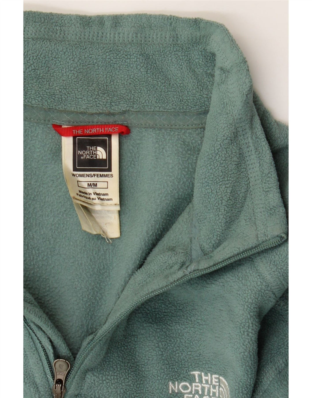 THE NORTH FACE Womens Zip Neck Fleece Jumper UK 14 Medium Green Polyester Vintage The North Face and Second-Hand The North Face from Messina Hembry 