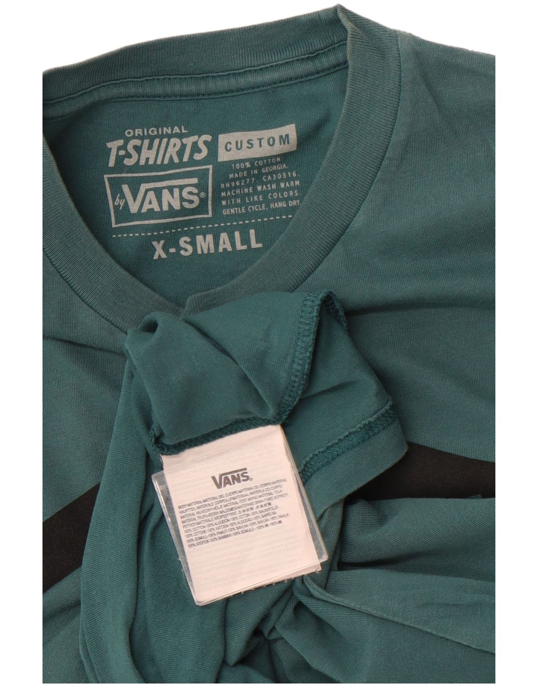 VANS Camiseta gráfica de ajuste personalizado para hombre Top XS Algodón verde