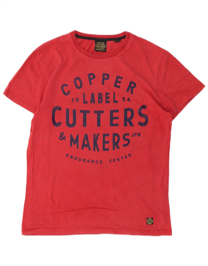 SUPERDRY Camiseta gráfica para hombre Top grande de algodón rojo