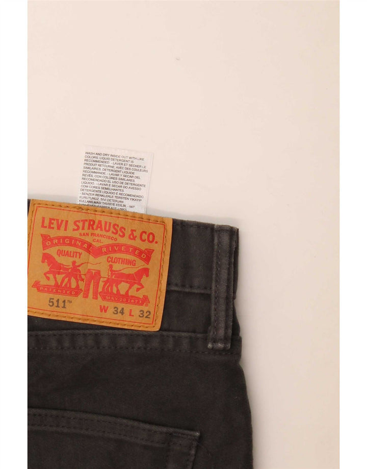 Levi's Hombre 511 Slim Jeans W34 L32 Algodón Gris