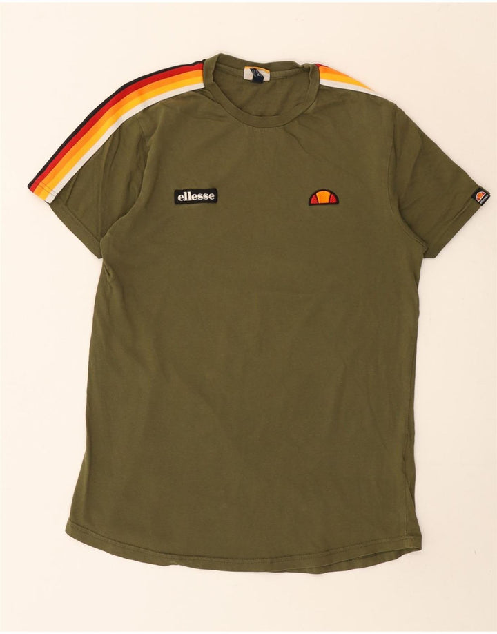 Ellesse Hombre Camiseta Top Algodón Colorblock Verde Medio
