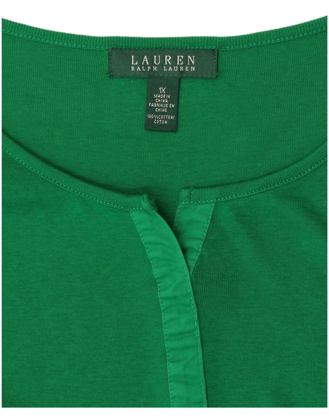 RALPH LAUREN Top Mujer Manga Larga UK 18 XL Algodón Verde