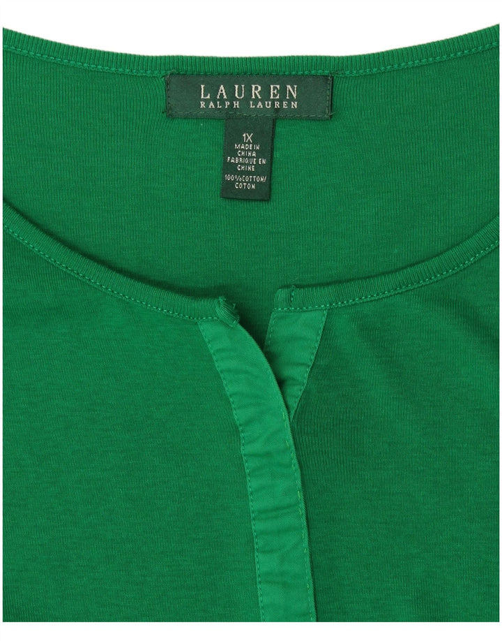 RALPH LAUREN Top Mujer Manga Larga UK 18 XL Algodón Verde