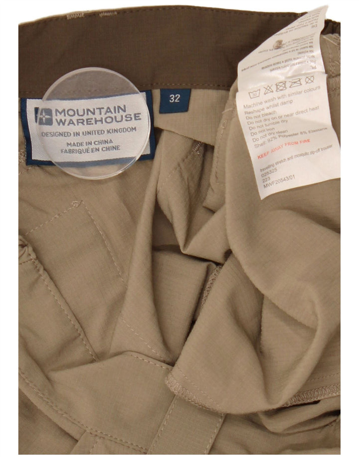 Pantalones cortos tipo cargo para hombre de Mountain Warehouse W32 L25 Poliéster beige