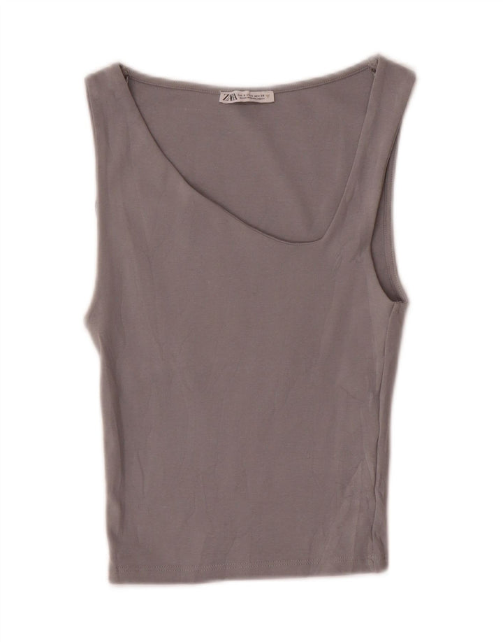 Zara Mujer Crop Vest Top UK 8 Small Gris