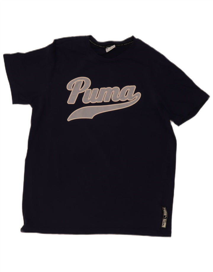 PUMA Mens Graphic T-Shirt Top Medium Navy Blue