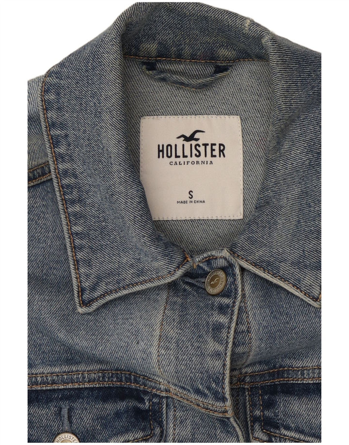 HOLLISTER Chaqueta vaquera desgastada para mujer UK 10 Small Blue Cotton