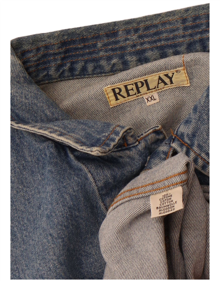REPLAY Chaqueta vaquera para hombre UK 44 2XL Algodón azul
