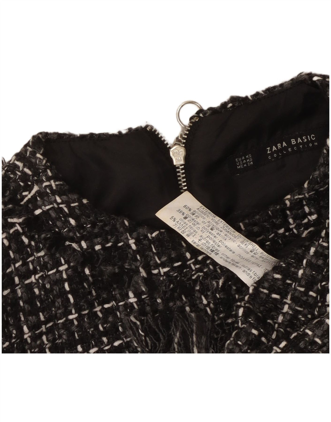 Zara Vestido recto sin mangas para mujer UK 6 XS Acrílico a cuadros negro