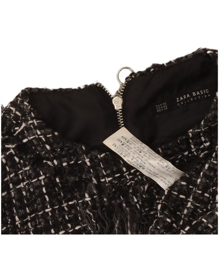 Zara Vestido recto sin mangas para mujer UK 6 XS Acrílico a cuadros negro