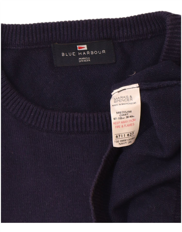 Marks & Spencer Jersey de cuello redondo azul Harbor para hombre Azul marino mediano