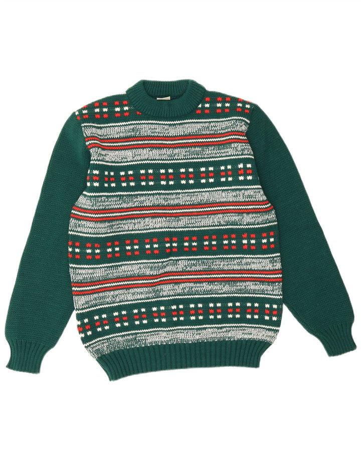 Dralon Hombre Cuello Redondo Jersey Jersey Pequeño Verde Fair Isle Poliacrílico