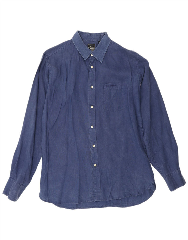 Camisa Best Company Hombre Lino Azul Marino Mediano