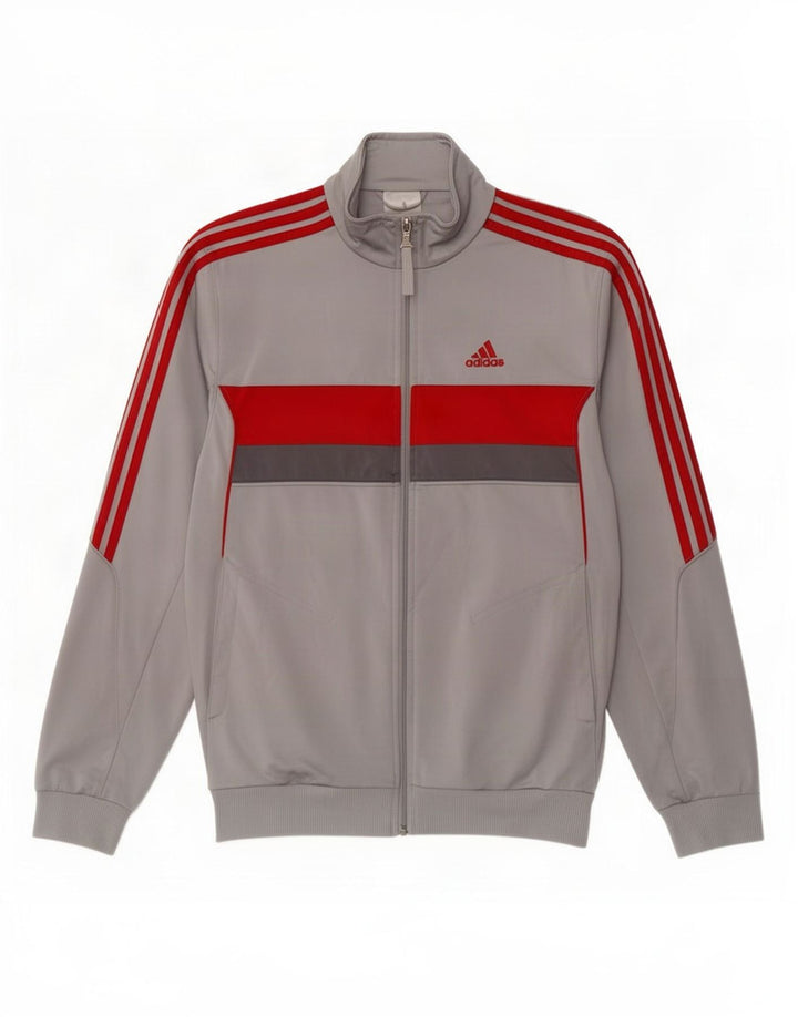 Adidas Hombre Chándal Top Chaqueta UK 36/38 Pequeño Gris Colorblock Poliéster