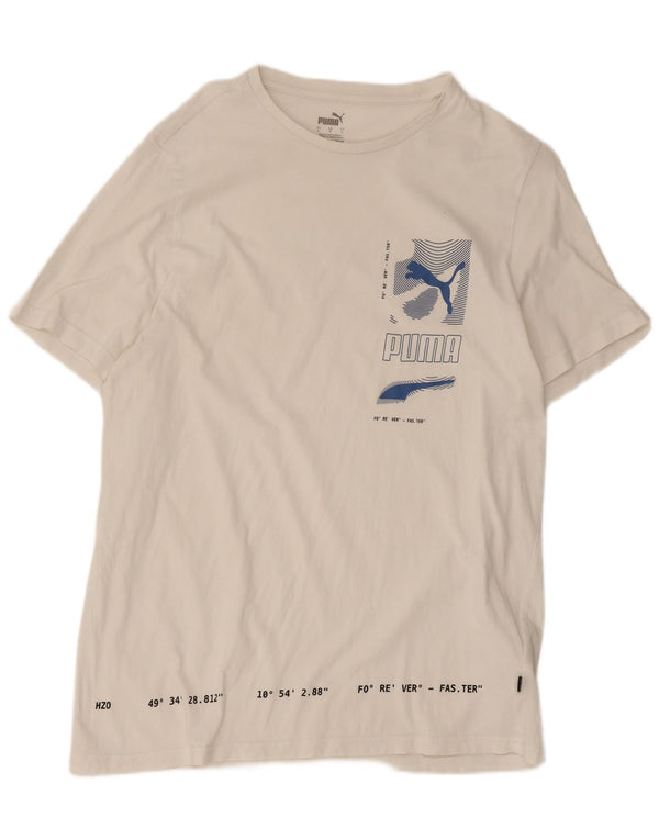 Puma Mens Graphic T-Shirt Top Large White Cotton