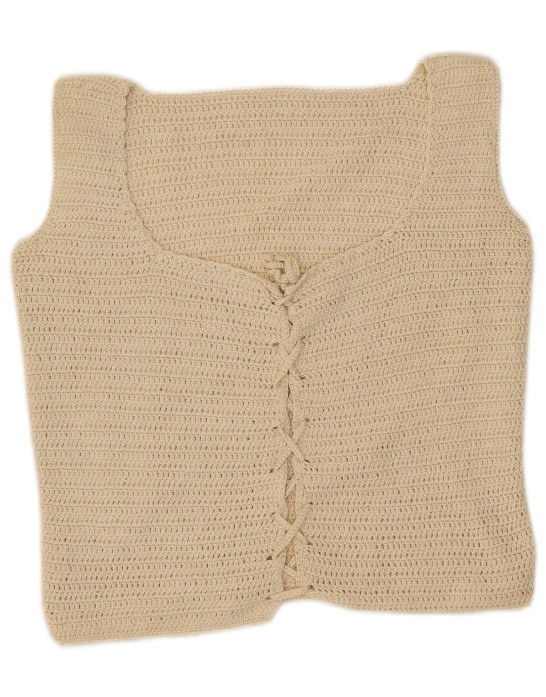 Vintage mujer crop top Reino Unido 10 pequeño blanco apagado