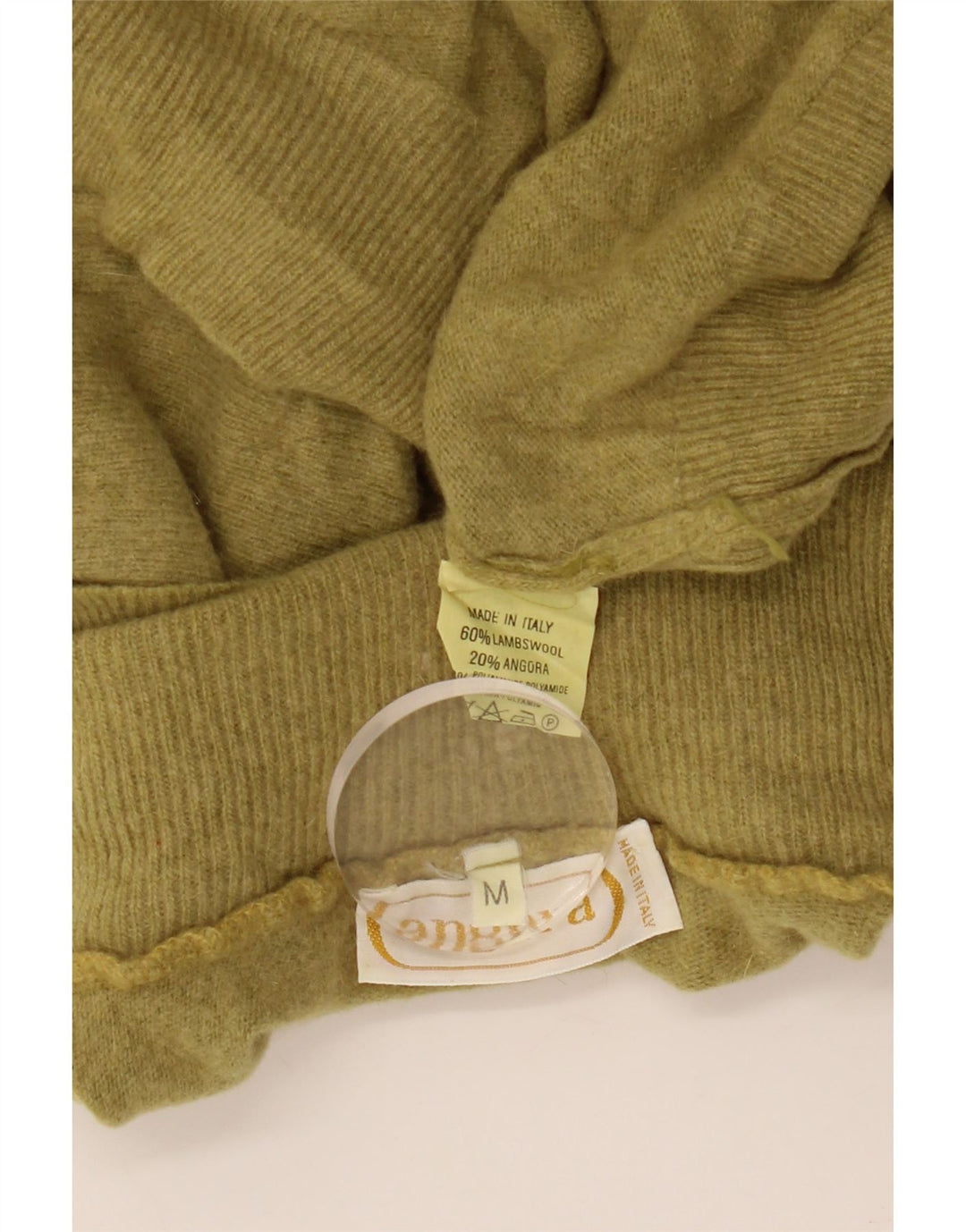 VINTAGE Mujer Roll Neck Jumper Suéter UK 14 Medium Khaki Lambswool