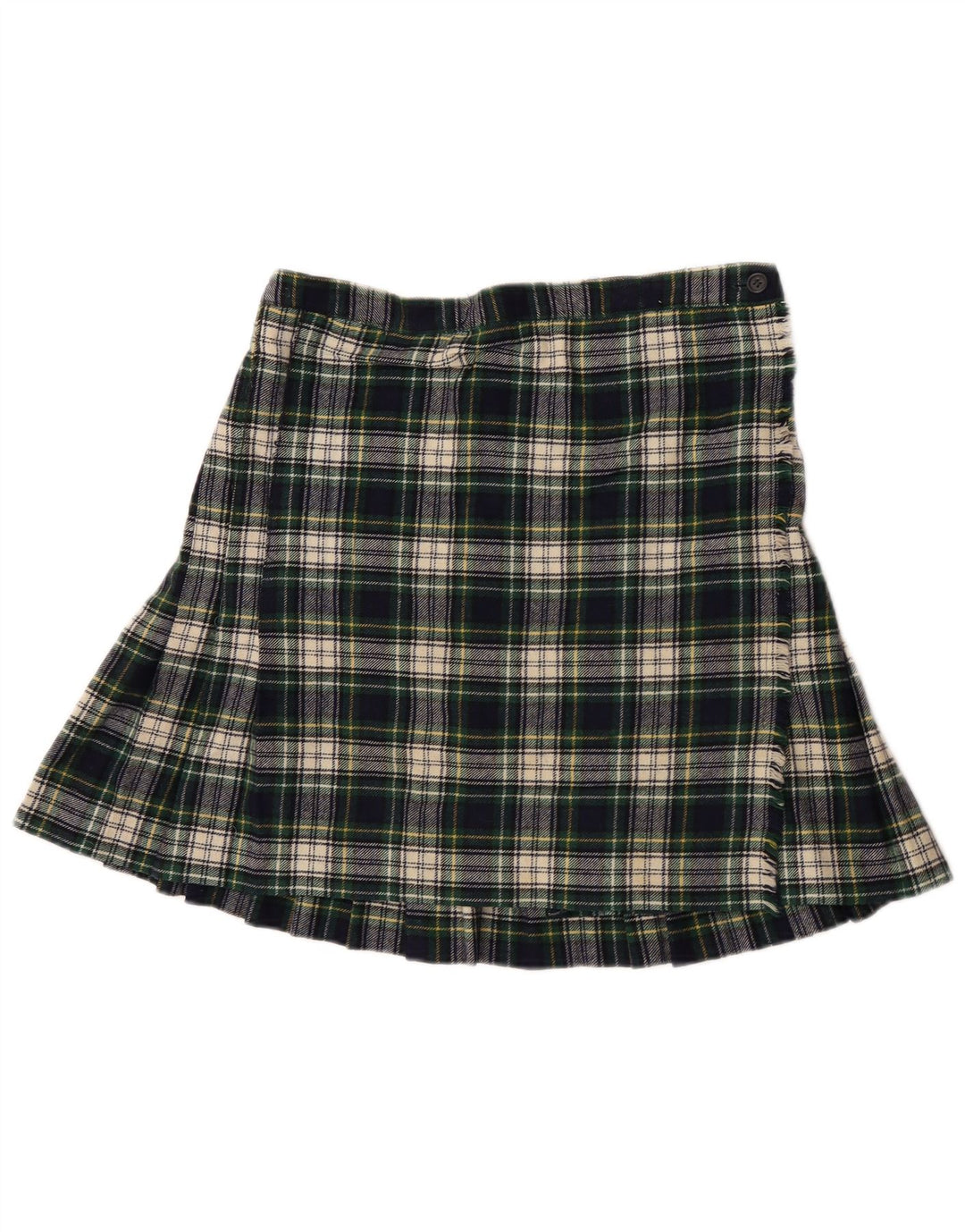 Vintage mujer mini falda envolvente W28 cuadros verdes medianos