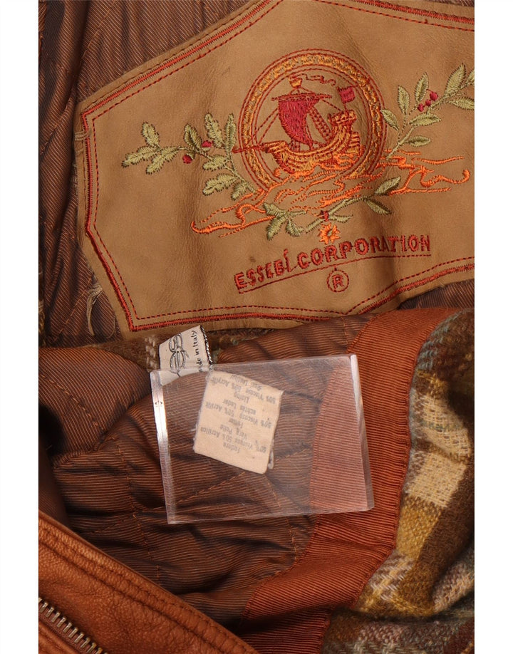 Essebi Chaqueta de cuero para hombre UK 40 Large Cuero marrón