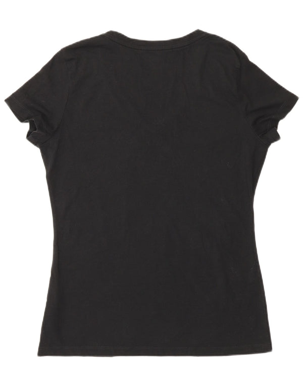 TOMMY HILFIGER Camiseta gráfica para mujer Top UK 44 Grande Algodón negro
