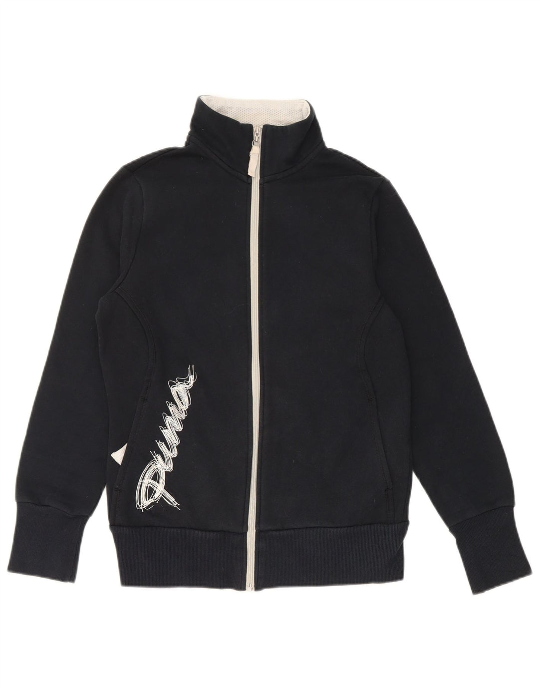 PUMA Chaqueta superior de chándal gráfico para mujer UK 12 Medium Black Cotton