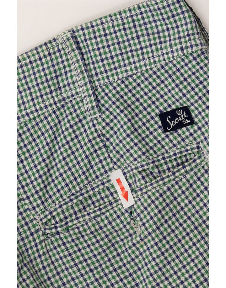 Pantalones cortos chinos Scout para hombre, talla grande, W34, algodón a cuadros verdes