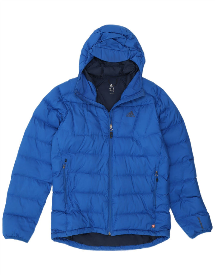 Adidas - Chaqueta acolchada con capucha para hombre, talla 42/44, poliéster azul grande