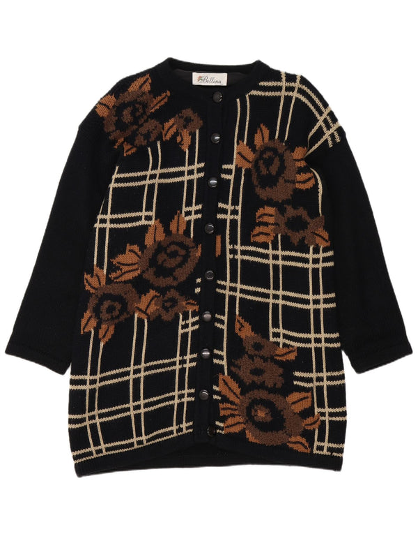 Bellina Cárdigan extragrande largo para mujer UK 10 Small Black Floral