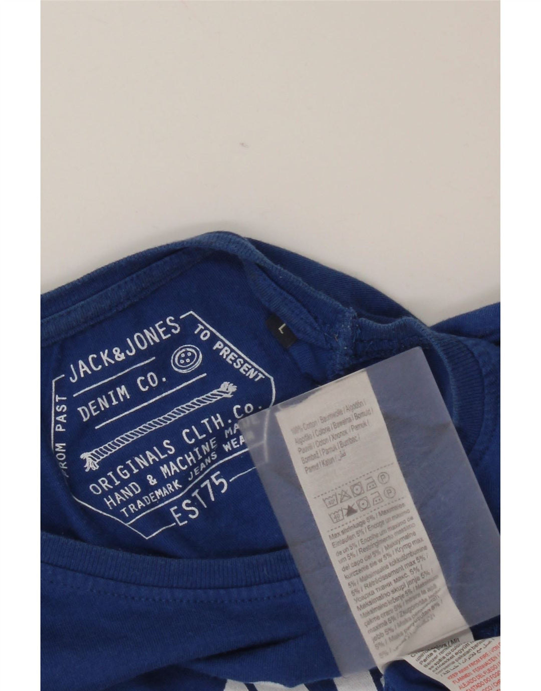 Jack & Jones Hombre Camiseta Estampada De Manga Larga De Algodón Azul Grande