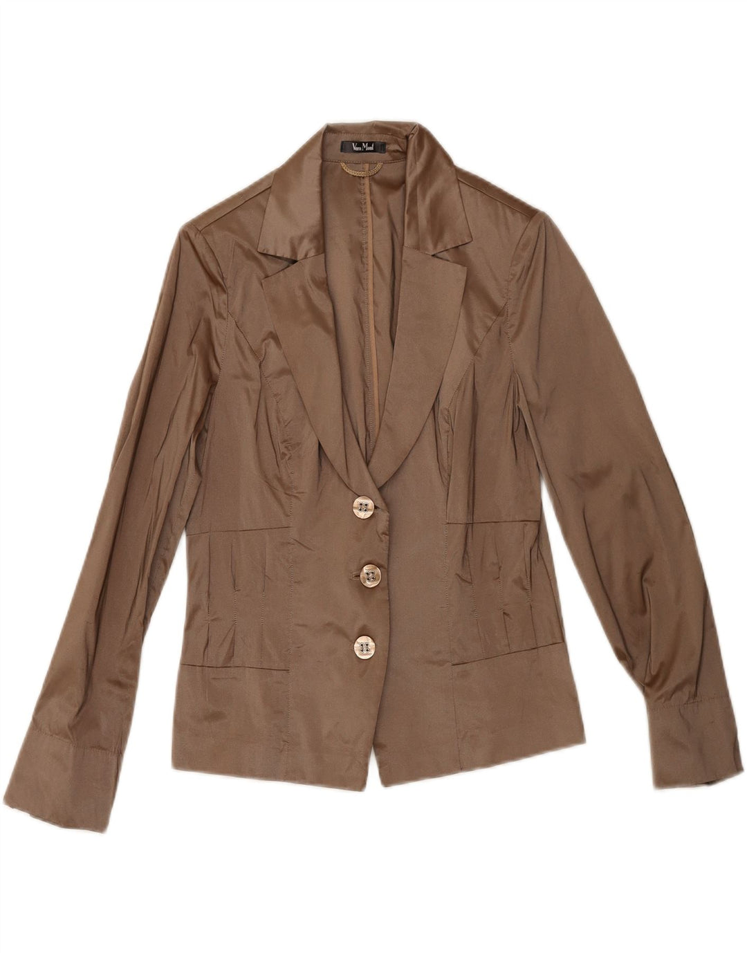 VERA MONT Womens 3 Button Blazer Jacket UK 12 Medium Brown Polyester Vintage Vera Mont and Second-Hand Vera Mont from Messina Hembry 