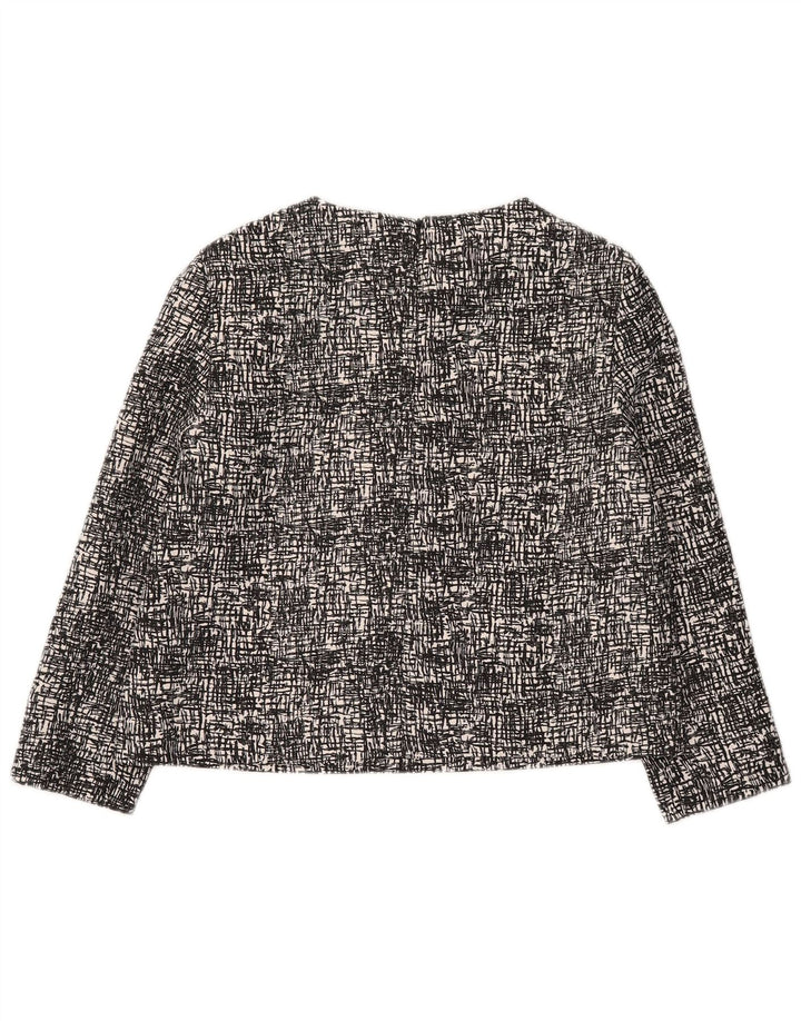 Zara Blusa corta de manga 3/4 para mujer UK 44 Poliéster moteado negro mediano