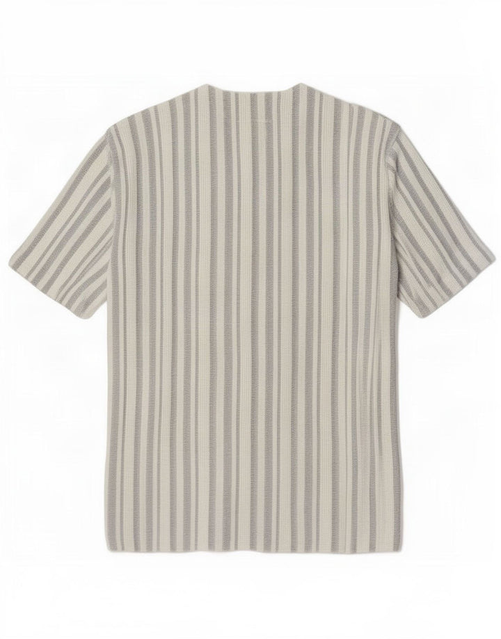 Tipo' S Camisa tipo jersey de manga corta para hombre de algodón a rayas blancas grandes