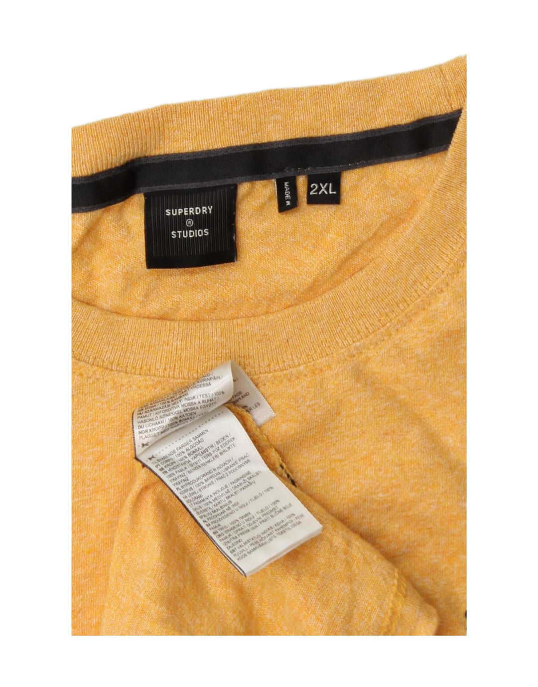 SUPERDRY Camiseta Hombre Top 2XL Algodón Amarillo