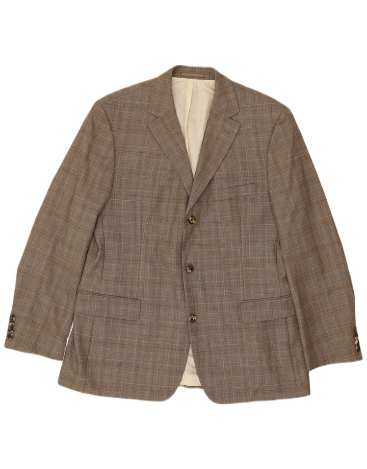Hugo Boss Chaqueta tipo blazer de 3 botones para hombre EU 56 3XL Lana virgen a cuadros marrón