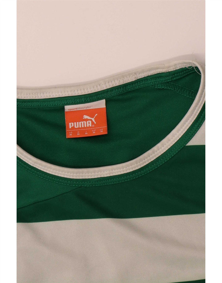 Camiseta Puma Hombre Manga Larga Poliéster A Rayas Verde Medio