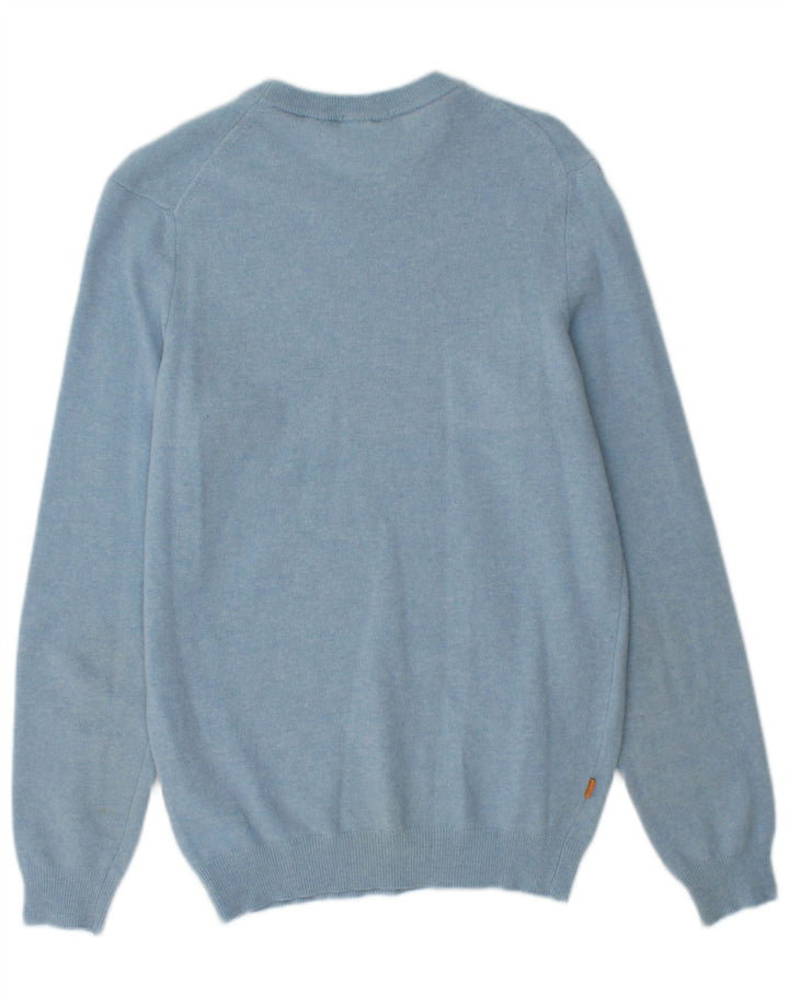 TIMBERLAND Jersey de cuello redondo para hombre de lana merino azul pequeño