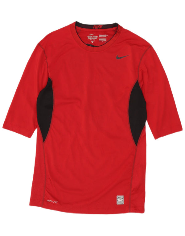 NIKE Top gráfico para mujer, manga 3/4, UK 40, grande, rojo, poliéster con bloques de color