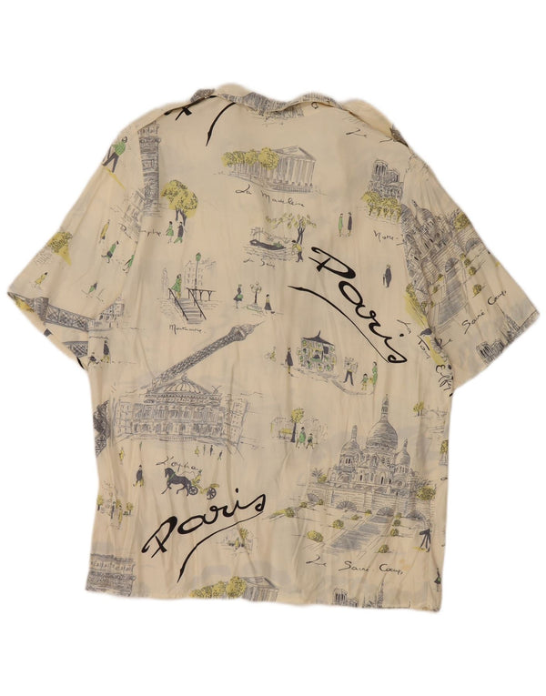 Vintage mujer gráfica manga corta camisa blusa EU 36 pequeño de blanco