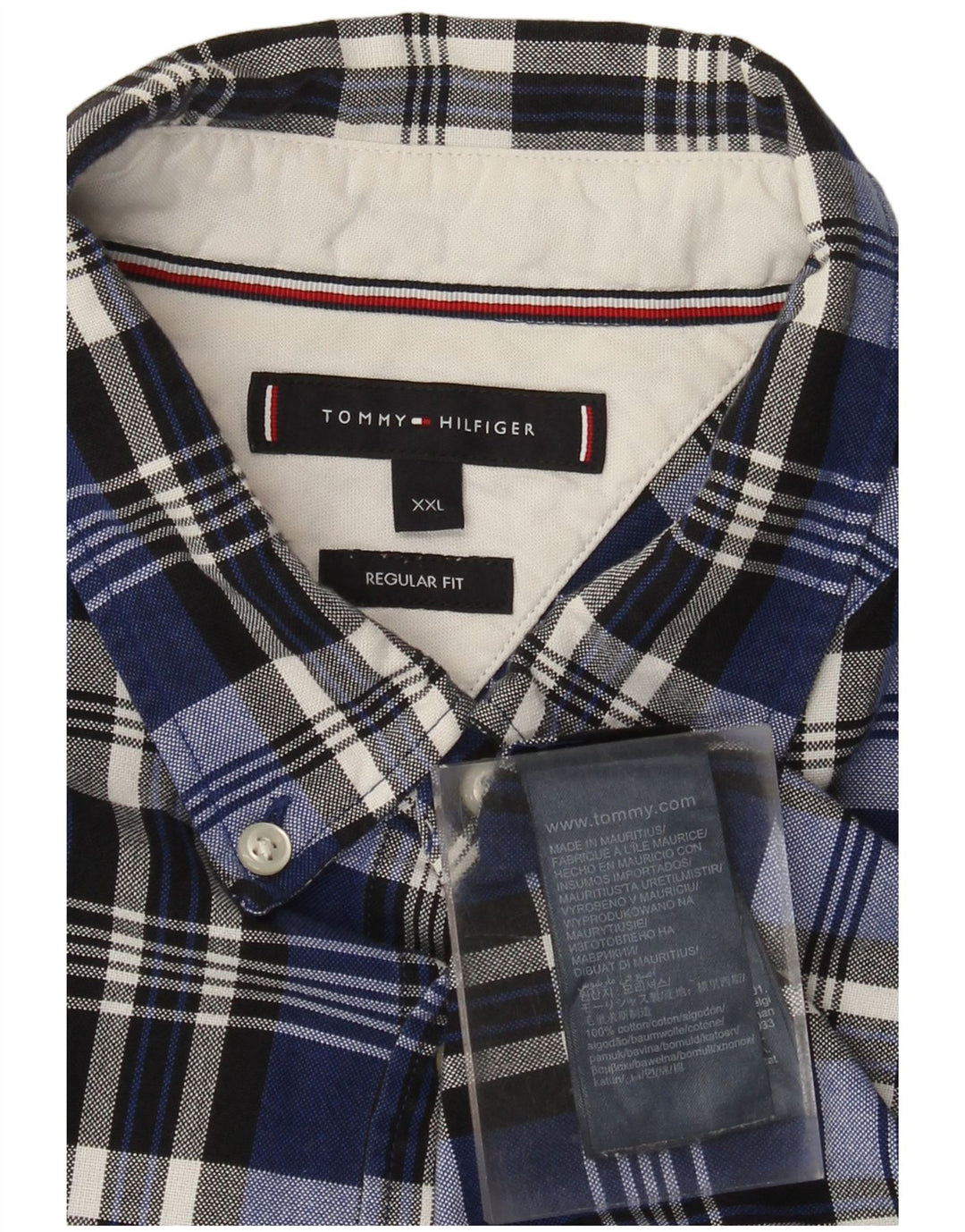 Tommy Hilfiger Camisa Regular Fit para Hombre 2XL Algodón A Cuadros Azul