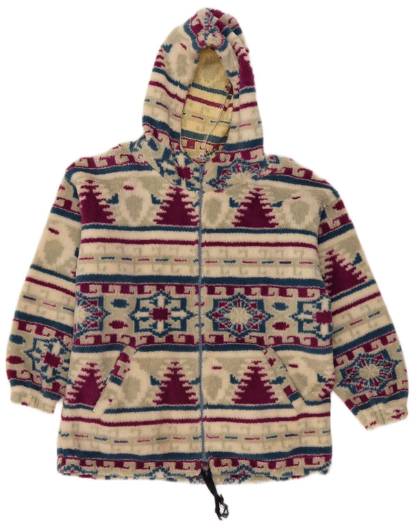 Vintage mujer chaqueta polar con capucha Reino Unido 18 XL multicolor Fair Isle